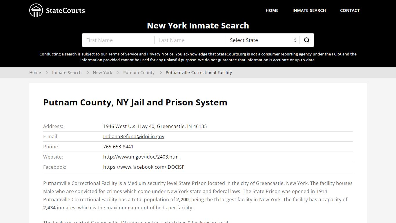 Putnamville Correctional Facility Inmate Records Search ...