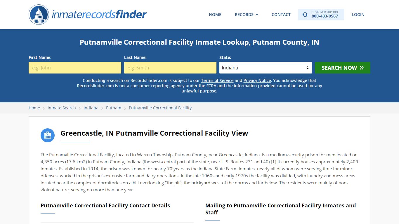 Putnamville Correctional Facility Roster & Inmate Search ...